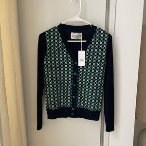 Tory Sport merino contrast front cardigan